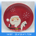 2016 Navidad santa cerámica placa de caramelo para la decoración
